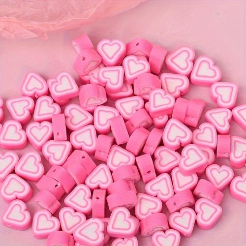 Grânulos de argila de polímero, Coração, DIY, rosa, 10mm, Aprox 1000PCs/Bag, vendido por Bag