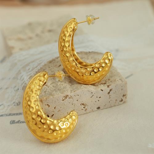 Titanium Steel  Earring Vacuum Ion Plating fashion jewelry & for woman gold nickel lead & cadmium free Sold By Pair