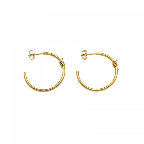 Titanium Steel  Earring, Vacuum Ion Plating, fashion jewelry & for woman, gold, nickel, lead & cadmium free, Sold By Pair