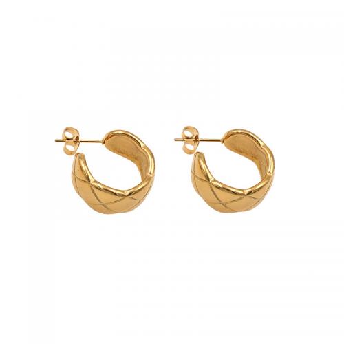 Titanium Steel  Earring, Vacuum Ion Plating, fashion jewelry & for woman, gold, nickel, lead & cadmium free, Sold By Pair