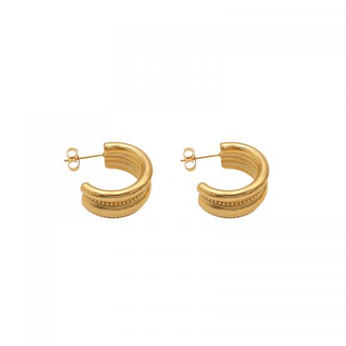 Titanium Steel  Earring Vacuum Ion Plating fashion jewelry & for woman gold nickel lead & cadmium free Sold By Pair
