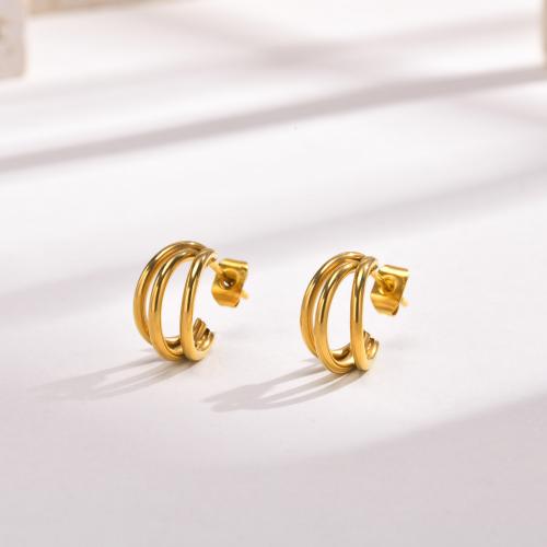 Stainless Steel Stud Earrings, 304 Stainless Steel, 18K gold plated, fashion jewelry & different styles for choice & for woman, golden, Sold By Pair