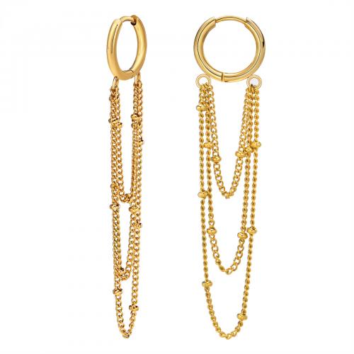 Boucle d'oreille Acier Titane, Plaqué or 18K, bijoux de mode & pour femme, doré, 62.50x14mm, Vendu par paire