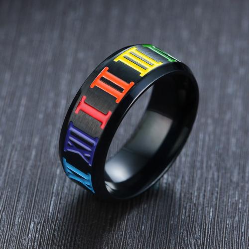 Ring Finger Titantium stali, Naklejka epoksydowa, biżuteria moda & różnej wielkości do wyboru & dla człowieka, czarny, width 8mm, sprzedane przez PC
