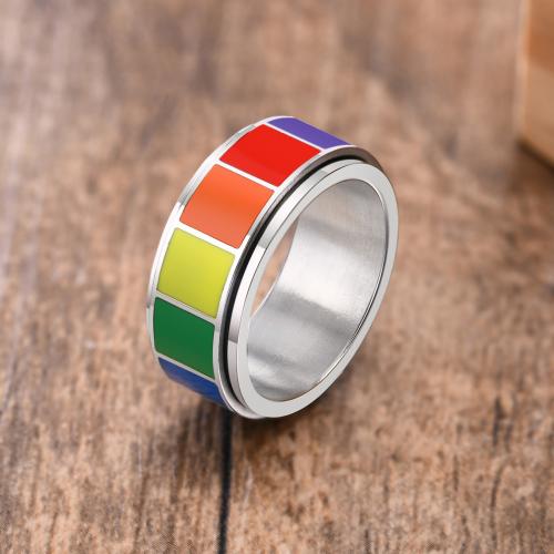 Titantium Steel δάχτυλο του δακτυλίου, Titanium Steel, εποξική αυτοκόλλητο, κοσμήματα μόδας & διαφορετικό μέγεθος για την επιλογή & για τον άνθρωπο, περισσότερα χρώματα για την επιλογή, width 8mm, Sold Με PC