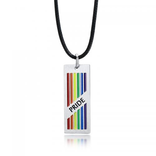 Titanstahl Halskette, Epoxidharzklebstoff, Modeschmuck & verschiedene Stile für Wahl & für den Menschen, 40x15mm, Länge:ca. 60 cm, verkauft von PC