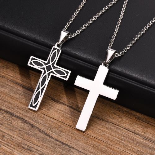 Stainless Steel Jewelry Necklace, 304 Stainless Steel, Cross, fashion jewelry & different styles for choice & for man, 41.30x26mm, Length:Approx 60 cm, Sold By PC