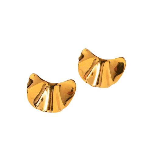 Stainless Steel Stud Earrings, 304 Stainless Steel, 18K gold plated, fashion jewelry & for woman, golden, 24x17.80mm, Sold By Pair