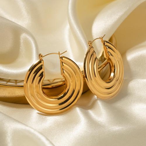 Acier inoxydable Levier Retour Earring, Acier inoxydable 304, Plaqué or 18K, bijoux de mode & pour femme, doré, 40x41.60mm, Vendu par paire