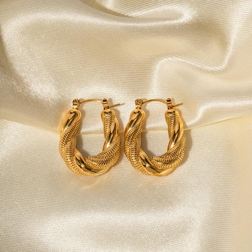 Acier inoxydable Levier Retour Earring, Acier inoxydable 304, Plaqué or 18K, bijoux de mode & pour femme, doré, 27x21mm, Vendu par paire
