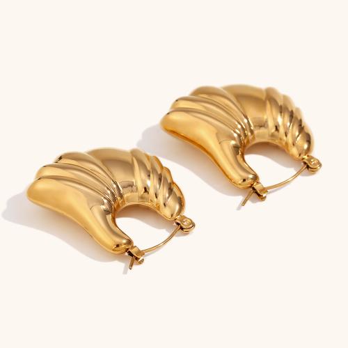 Acier inoxydable Levier Retour Earring, acier inoxydable 316L, Plaqué or 18K, bijoux de mode & pour femme, doré, 30.50x29.30mm, Vendu par paire