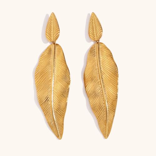 Stainless Steel Drop Earring, 316L Stainless Steel, 18K gold plated, fashion jewelry & for woman, golden, Sold By Pair