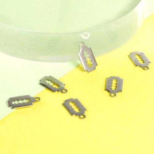 Bijoux pendentifs en acier inoxydable , Acier inoxydable 304, Razor Blade, DIY, couleur originale, 7x13mm, Trou:Environ 3mm, Vendu par PC