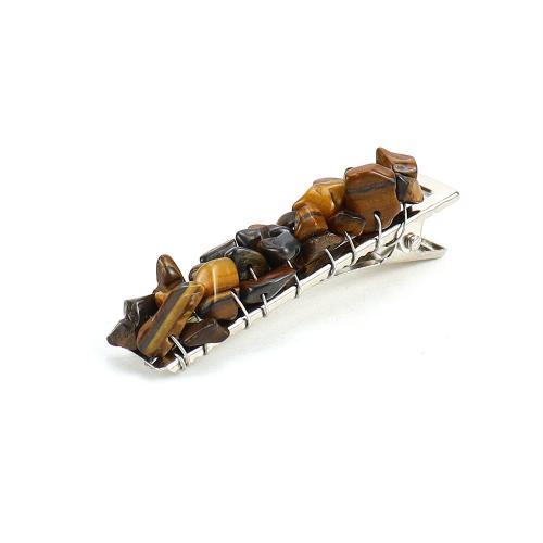 Alligator Hair Clip Zinc Alloy with Natural Stone platinum color plated & for woman nickel lead & cadmium free Sold By PC