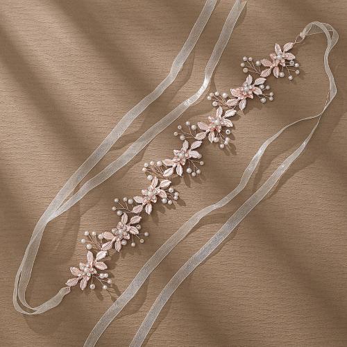 Headband Zinc Alloy with Plastic Pearl Flower plated for bridal & for woman & with rhinestone Sold By PC