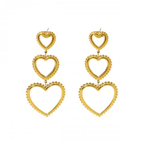 Titanium Steel  Earring Heart 18K gold plated fashion jewelry & for woman & hollow nickel lead & cadmium free Sold By Pair