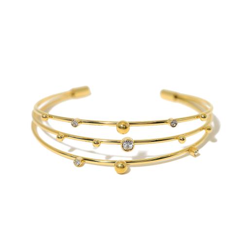 Stainless Steel Bangle 304 Stainless Steel with Crystal 18K gold plated fashion jewelry & multilayer & for woman nickel lead & cadmium free Width :13mm inner diameter :60mm. Sold By PC
