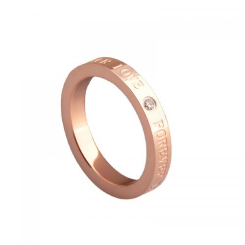 Ring Finger Titantium stali, Powlekane, różnej wielkości do wyboru & mikro utorować cyrkonia & dla kobiety, różowe złoto, sprzedane przez PC