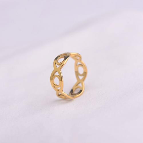 Vinger Ring in edelstaal, 304 roestvrij staal, plated, verschillende grootte voor keus & voor vrouw, gouden, Verkocht door PC