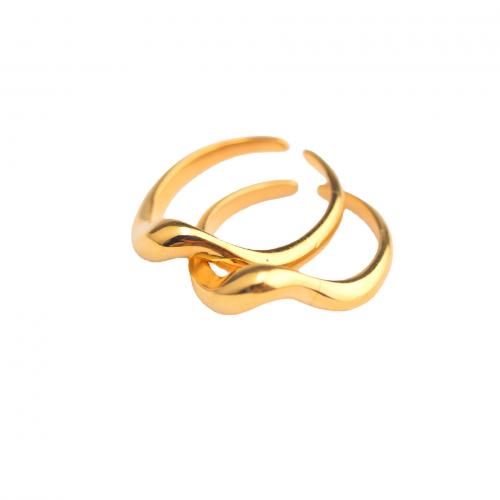 Stainless Steel Finger Ring 304 Stainless Steel plated 2 pieces & for woman golden Sold By Set