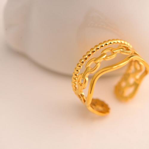 Stainless Steel Finger Ring, 304 Stainless Steel, plated, for woman, golden, US Ring Size:7, Sold By PC