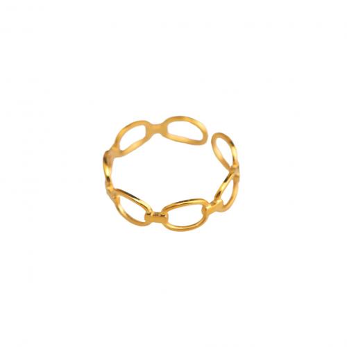 Vinger Ring in edelstaal, 304 roestvrij staal, plated, voor vrouw, gouden, Maat:7, Verkocht door PC