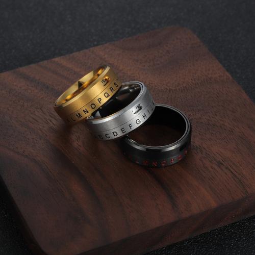 Prst prsten z nerezové oceli, 304 Stainless Steel, módní šperky & Otočný & unisex & různé velikosti pro výběr, více barev na výběr, nikl, olovo a kadmium zdarma, Width 8mm,Thickness 2mm, Prodáno By PC