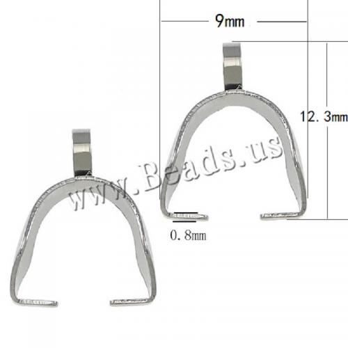 Stainless Steel Pinch Bail, original color, 9x12.3mm, 0.8mm, Hole:Approx 2mm, 100PCs/Lot, Sold By Lot