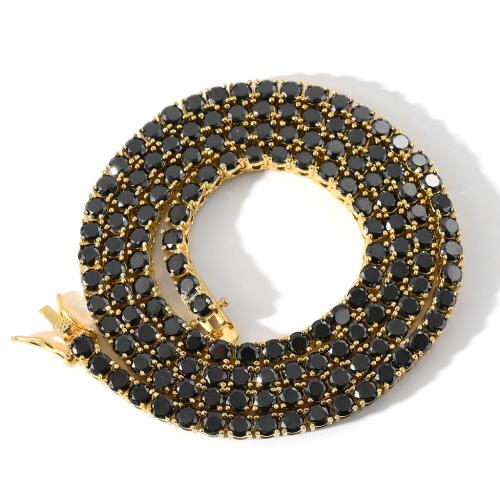 Halskette, Messing, mit kubischer Zirkonia, Modeschmuck & verschiedene Größen vorhanden & verschiedene Stile für Wahl & für den Menschen, keine, frei von Nickel, Blei & Kadmium, verkauft von PC