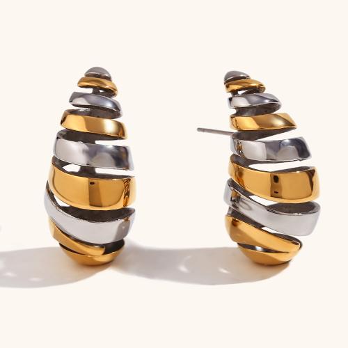 Stainless Steel Stud Earrings, 316L Stainless Steel, Vacuum Ion Plating, fashion jewelry & for woman, 33.60x17mm, Sold By Pair
