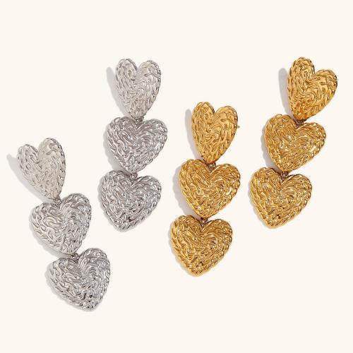 Stainless Steel Drop Earring 316L Stainless Steel Heart Vacuum Ion Plating fashion jewelry & for woman Sold By Pair