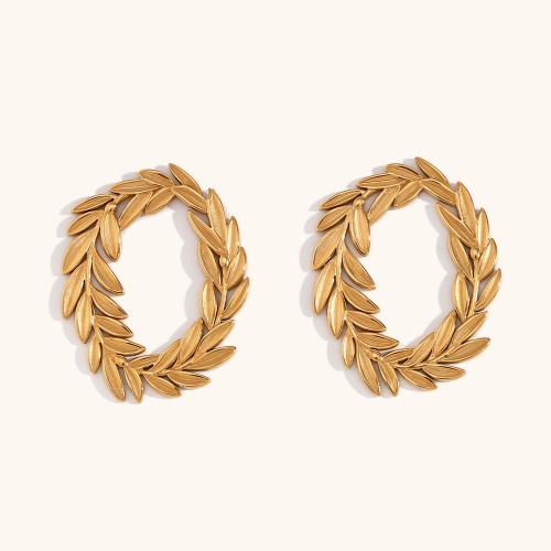 Stainless Steel Stud Earrings 316L Stainless Steel 18K gold plated fashion jewelry & for woman golden Sold By Pair