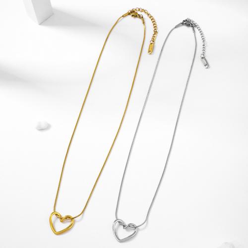 Stainless Steel Jewelry Necklace 304 Stainless Steel with 5.5cm extender chain Heart Vacuum Ion Plating fashion jewelry & for woman Sold Per Approx 39 cm Strand