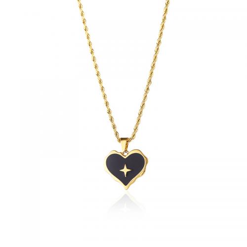Stainless Steel Jewelry Necklace 304 Stainless Steel with 6cm extender chain Heart 18K gold plated fashion jewelry & for woman golden Sold Per Approx 40 cm Strand