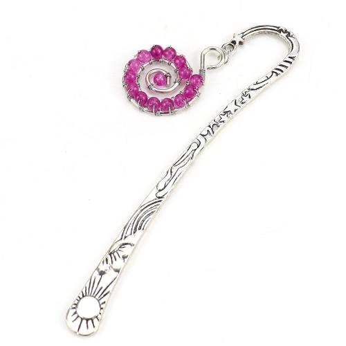 Zinc Alloy Bookmark with Natural Stone Helix silver color plated & Unisex nickel lead & cadmium free 120mm Sold By PC