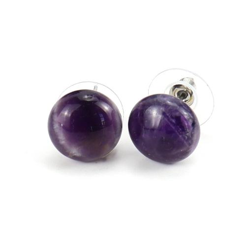 Natural Gemstone Earrings Natural Stone with 304 Stainless Steel Flat Round & for woman nickel lead & cadmium free Sold By Pair