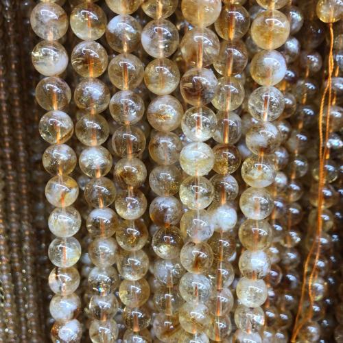 Natürlicher Citrin Perlen, Gelbquarz Perlen, rund, DIY & verschiedene Größen vorhanden, gelb, frei von Nickel, Blei & Kadmium, verkauft per ca. 38 cm Strang