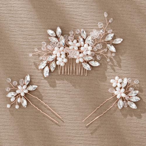 Mixed Hair Accessories hair comb & hair stick Zinc Alloy with Plastic Pearl plated for bridal & for woman nickel lead & cadmium free Sold By PC