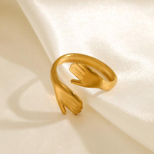 Vinger Ring in edelstaal, 304 roestvrij staal, Hand, plated, voor vrouw, meer kleuren voor de keuze, Verkocht door PC