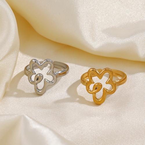 Stainless Steel Finger Ring, 304 Stainless Steel, Flower, plated, for woman & hollow, more colors for choice, Sold By PC