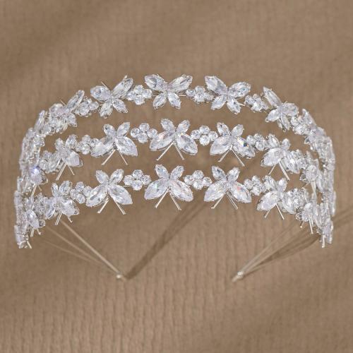 Hair Bands Zinc Alloy with Cubic Zirconia Butterfly silver color plated & for woman nickel lead & cadmium free Sold By PC