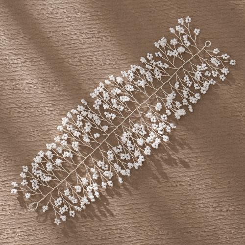 Headband Zinc Alloy with Plastic Flower plated for bridal & for woman white nickel lead & cadmium free Sold By PC