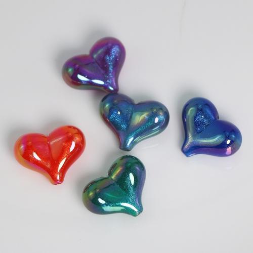 Belagte akryl perler, Heart, du kan DIY, blandede farver, 21x17mm, 100pc'er/Bag, Solgt af Bag