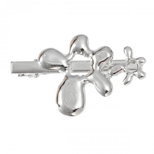 Alligator Hair Clip Zinc Alloy Flower for woman silver color nickel lead & cadmium free Sold By PC