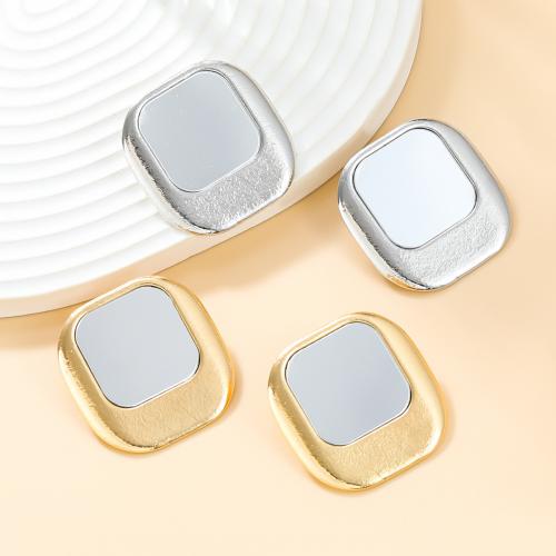 Tibetan Style Stud Earring, with Glass, Square, plated, fashion jewelry & for woman, more colors for choice, nickel, lead & cadmium free, 38x38mm, Sold By Pair