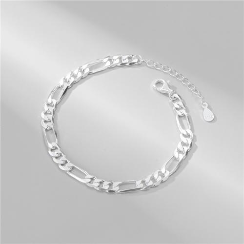 Pulseiras de prata, 925 prata esterlina, with 5CM extender chain, polido, para mulher, prateado, comprimento Aprox 15 cm, vendido por PC