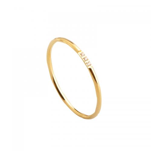 Ring Finger Titantium stali, Powlekane, różnej wielkości do wyboru & mikro utorować cyrkonia & dla kobiety, złoty, sprzedane przez PC