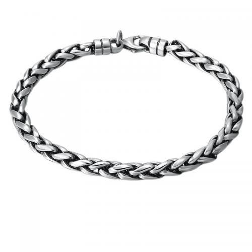 925 Sterling Silver Bangle Bracelet, plated, Unisex, silver color, Length:Approx 20 cm, Sold By PC