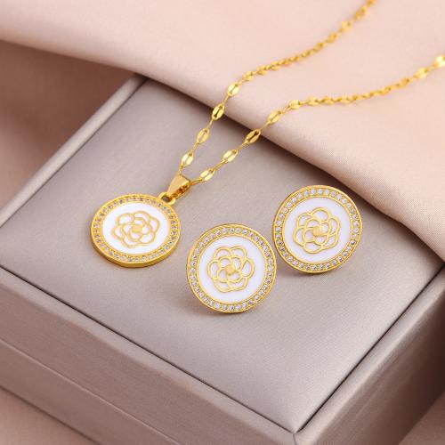 Brass Jewelry Set, with 304 Stainless Steel, Vacuum Ion Plating, fashion jewelry & different styles for choice & for woman, nickel, lead & cadmium free, Length:Approx 45 cm, Sold By PC