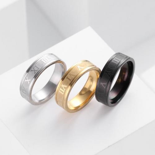 Stainless Steel Finger Ring, 304 Stainless Steel, fashion jewelry & Unisex & different size for choice, more colors for choice, nickel, lead & cadmium free, Width 6mm,Thickness 2mm, Sold By PC